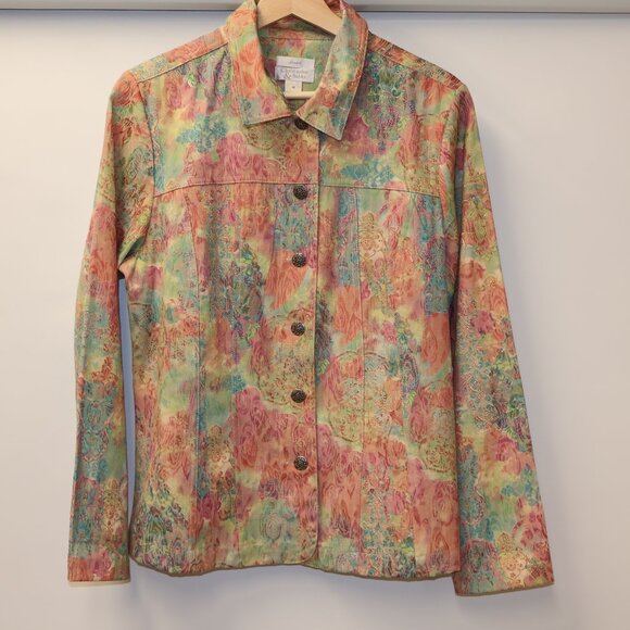 VTG Christopher & Banks Multicolor Blazer/Jacket Sz M Womens Button Up - Picture 1 of 16